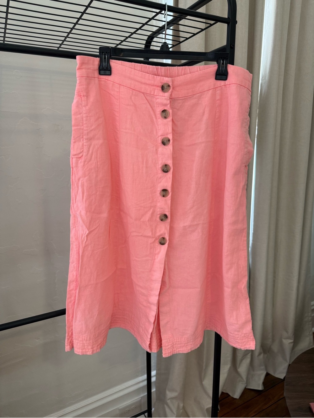 Pink Button-Front A-Line Women's Skirt